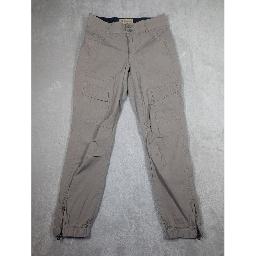 Democracy Cargo Pants‎ Womens 4 Beige Tapered Stretch Ankle Zip Jogger Utility